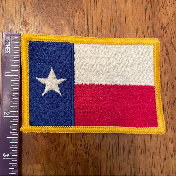VTG Retro Texas Flag Sew On Patch Applique 3.25”x2.25”Red White Blue Yellow Y1:3 - Picture 4 of 7